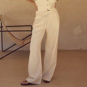 SEVEN WONDERS ZEPHY LINEN  WIDE LEG PANT - SAND (From Runaway The Label)